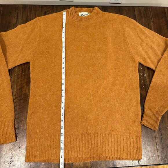 *RARE* Vintage 60s Barclay fuzzy mohair wool burnt orange crewneck sweater L - Picture 7 of 7